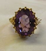 9ct gold 7ct amethyst dress ring size O/P total weight 6.5 g