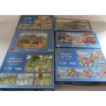 Set of 6 Gibsons jigsaw puzzles inc Henshaw's Mobile Shop, Passage of Time & A Year in the Garden