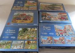 Set of 6 Gibsons jigsaw puzzles inc Henshaw's Mobile Shop, Passage of Time & A Year in the Garden