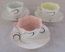 3 Shelley 'Fantasy' pattern tea cups and saucers