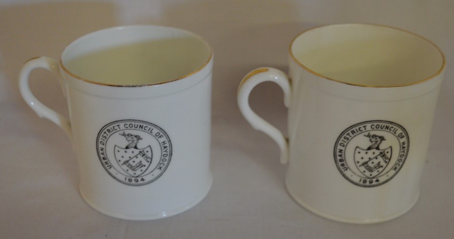 2 Shelley late Foley George V Coronation mugs dated 1911, also marked Haydock U.D.C. 1894 - Image 2 of 2