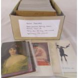 Box of approximately 350 artist postcards featuring glamour, romance, fashion etc dating from the