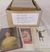 Box of approximately 350 artist postcards featuring glamour, romance, fashion etc dating from the