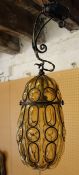 Wall light / ceiling pendant with amber crackle glass