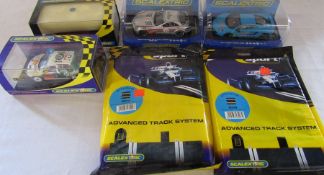 Selection of unused Scaletrix cars and track inc McLaren MP4-12C & Mercedes McLaren