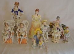 Collection of ceramic figures, mainly Continental, & a Coalport figure 'Karen'