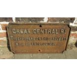 Cast iron 'Great Centray Railway' trespass sign