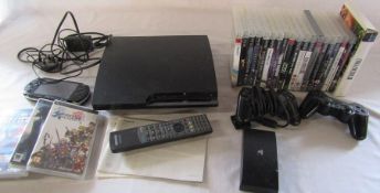 Sony Play Station 3 console with controllers and games (no power lead) & a Sony PSP with games