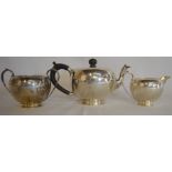 Silver bachelor 3 piece tea set with worn inscription 'From the officers 34th siege battery 13th