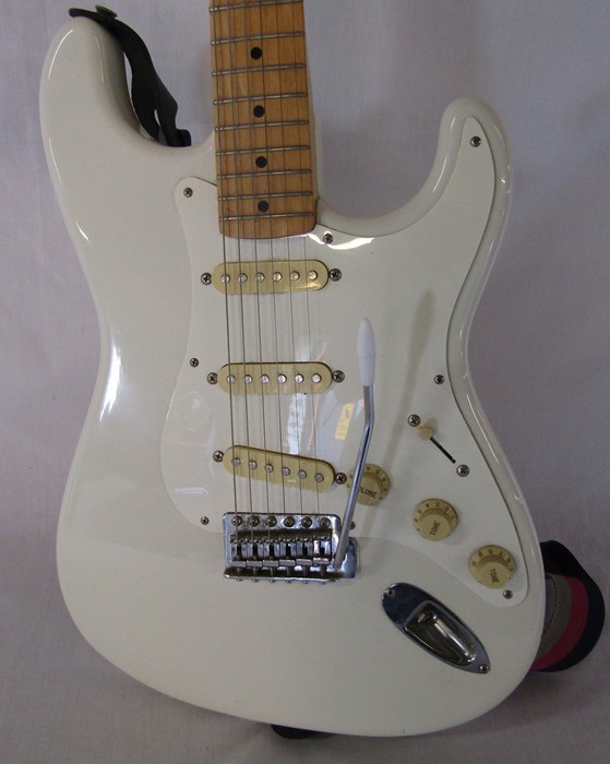Squier stratocaster electric guitar by Fender serial number P015370 (Squier logo removed/replaced - Image 3 of 6