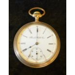 Gold plated open face pocket watch Illinois Watch Co. (not running)