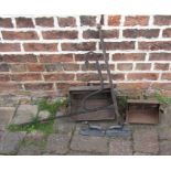 Wrought iron chimney crane, Dutch ovens and dog door stops