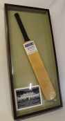 Cricket bat signed by the 2005 Warwickshire squad in glazed case