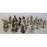 Quantity of silver plated pewter figures mainly from the Royal Hampshire Art Foundry including