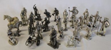 Quantity of silver plated pewter figures mainly from the Royal Hampshire Art Foundry including