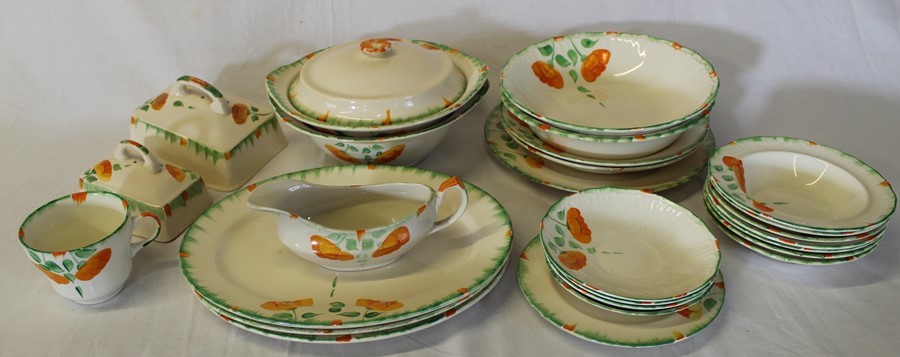 Ivory England 1930s part dinner / tea service with hand-painted decoration