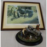 Country Artists "Widening The Track" sculpture by Keith Sherwin with original box &  framed matching