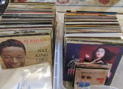 2 boxes of mainly 1970s/ 80s  33 rpm LPs and singles inc Madonna, Eurythmics, Leo Sayer, Journey,