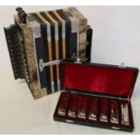 Cased set of Swan blues harmonicas & a Comander accordion