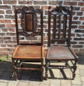 18th century carved oak chair & a later reproduction 18th century chair