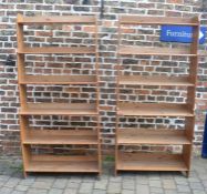 Pair of waterfall front pine bookcases
