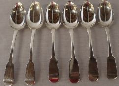 Set of six silver dessert spoons (2 +4) Edinburgh 1864 & 1870 7.57ozt