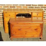 Pine dressing table & pine chest (scratched)