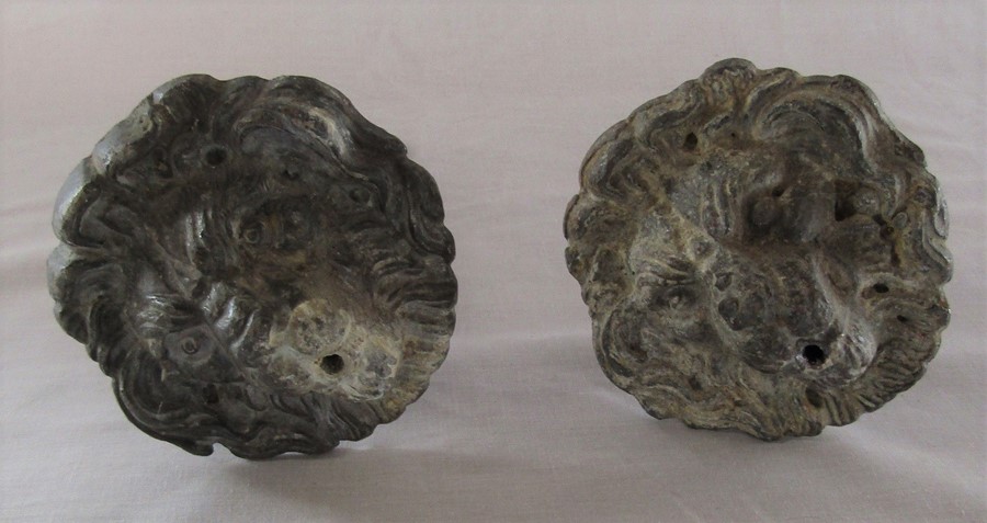 Pair of 19th century cast lion head fountain spouts