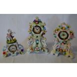 3 early 20th century porcelain figural clocks (AF)