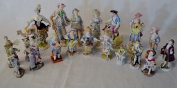 Collection of small late 19th/early 20th century Continental porcelain figures (some damage)