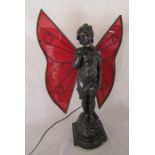 Large French bronze fairy lamp signed to base Aug. Moreau (after Auguste Louis Moreau 1834-1917) H
