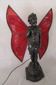 Large French bronze fairy lamp signed to base Aug. Moreau (after Auguste Louis Moreau 1834-1917) H