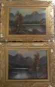 Pair of gilt framed oil paintings of landscapes by W Collins 64 cm x 51 cm (size including frame)