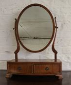 Georgian style oval dressing table mirror with 2 frieze drawers