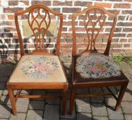 Pair of Georgian Hepplewhite style mahogany drop seat dining chairs