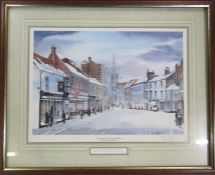 Framed limited edition print 'St James Louth from Eastgate - Louth in Winter' by David