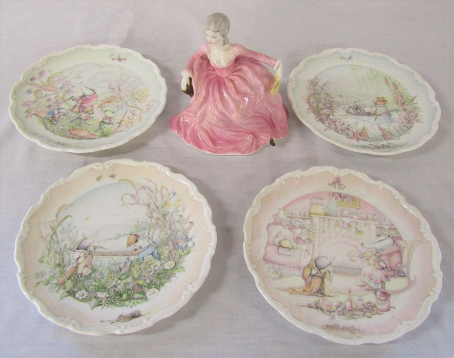 Set of 4 Royal Doulton 'Wind in the Willows'  plates by Christina Thwaites & a Coalport ladies of