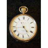 Open face 9ct gold pocket watch A Yewdall Leeds (Chester 1912), case diameter 5.5 cm, total weight