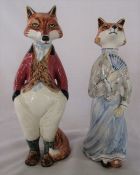 Pair of Cinque Ports Pottery The Monastery figurines - 'Sir Freddie Fox' and 'Felicity Fox' H 24 cm