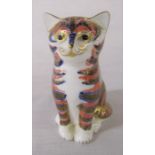Royal Crown Derby cat paperweight with gold stopper H 8.5 cm