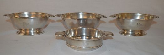 3 White Star Line silver plate sugar bowls & a British & Common Wealth silver plate quaich