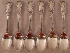 Set of 6 Victorian silver kings pattern teaspoons London 1845  7.21ozt