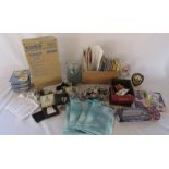Assorted items inc glass jar of marbles, quantity of whistles, printer inks, Ronson lighter,