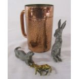 Rhodesian copper tankard with pewter hare and otter