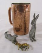 Rhodesian copper tankard with pewter hare and otter