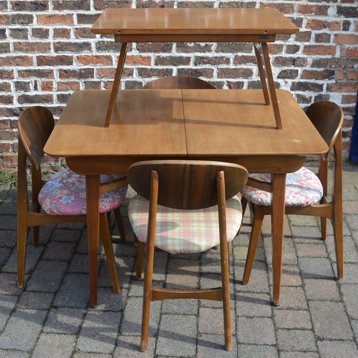 Beautili-Tea Table retro drawleaf table & 4 chairs.  Table leaf also forms a separate coffee table - Image 2 of 3