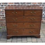 Georgian mahogany chest of drawers with swan neck handles and bracket feet H 102 cm L 109 cm D 56