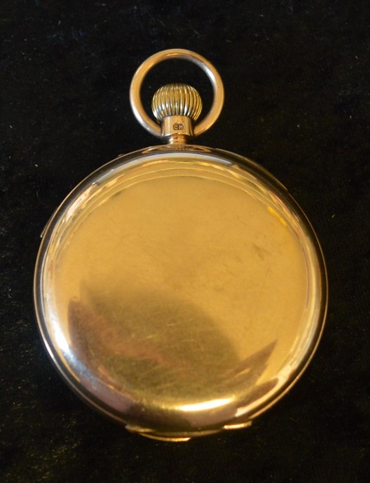 Open face 9ct gold pocket watch A Yewdall Leeds (Chester 1912), case diameter 5.5 cm, total weight - Image 2 of 3