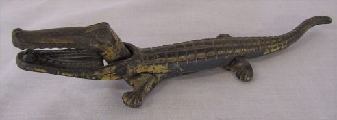 Victorian cast iron patent novelty nutcracker in the form of a crocodile, rd no 699158 c.1890 L 22.5