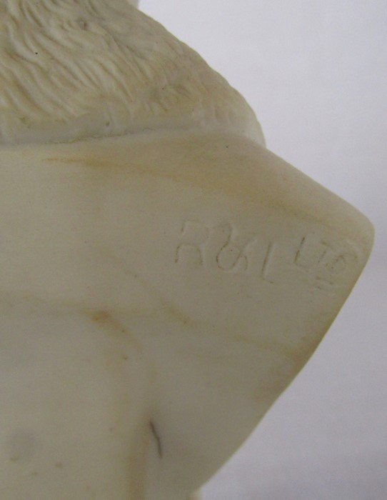 19th century parian bust of Holyoake, impressed R & L Ltd, raised on a square base c1889 H 18.5 cm - Image 3 of 3